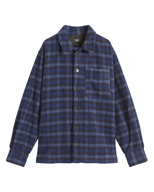  A.P.C. Mens Stanley Check Overshirt Dark Navy