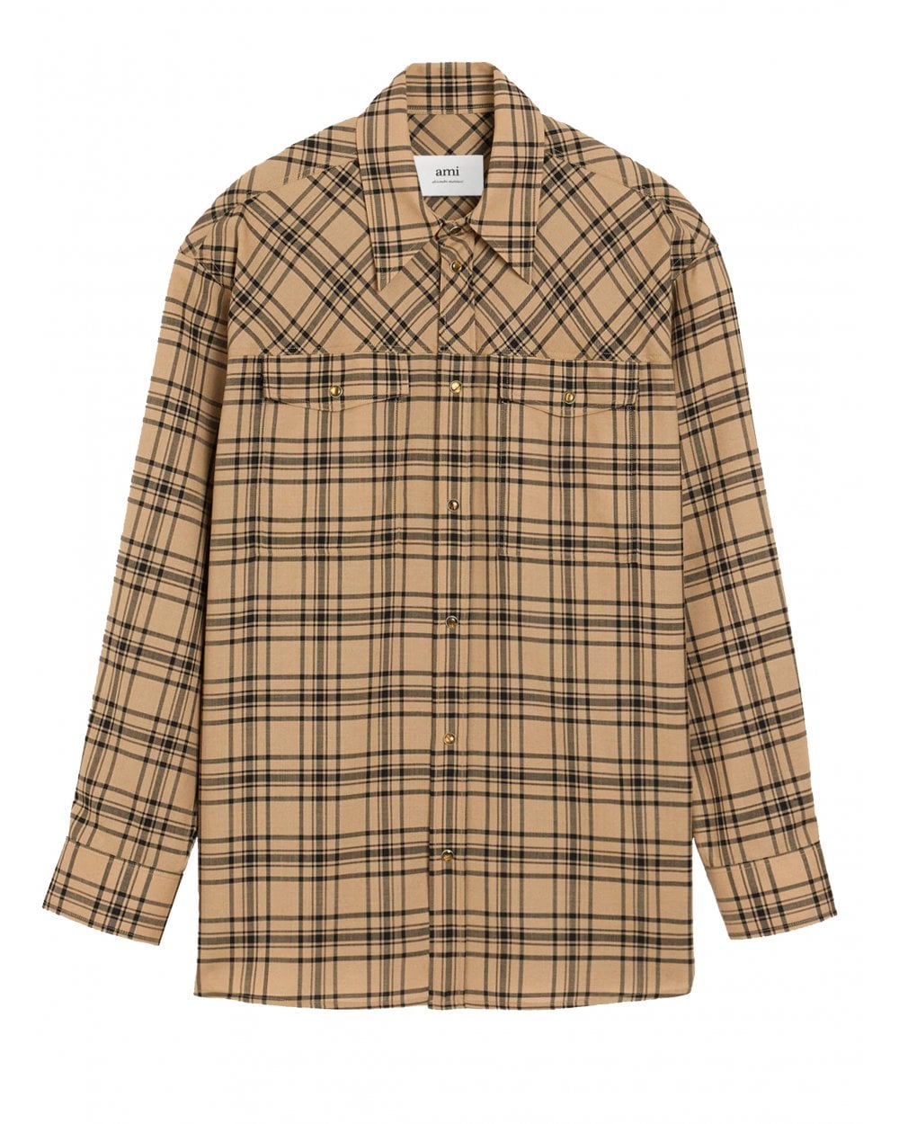  Ami Unisex Checked Lumberjack Shirt Camel/Black