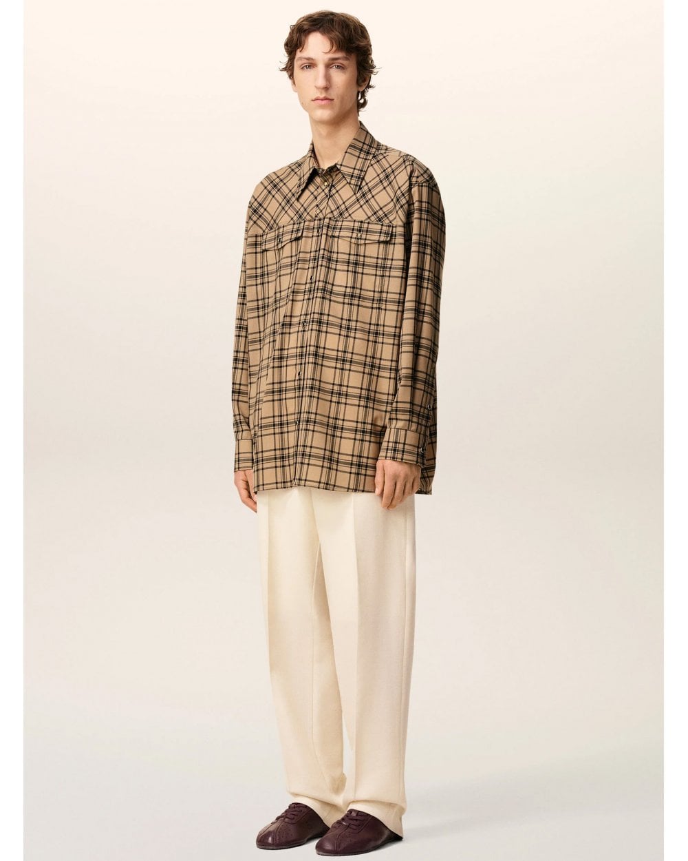  Ami Unisex Checked Lumberjack Shirt Camel/Black