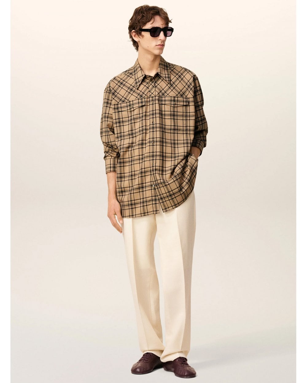  Ami Unisex Checked Lumberjack Shirt Camel/Black