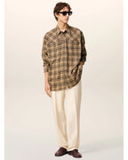  Ami Unisex Checked Lumberjack Shirt Camel/Black