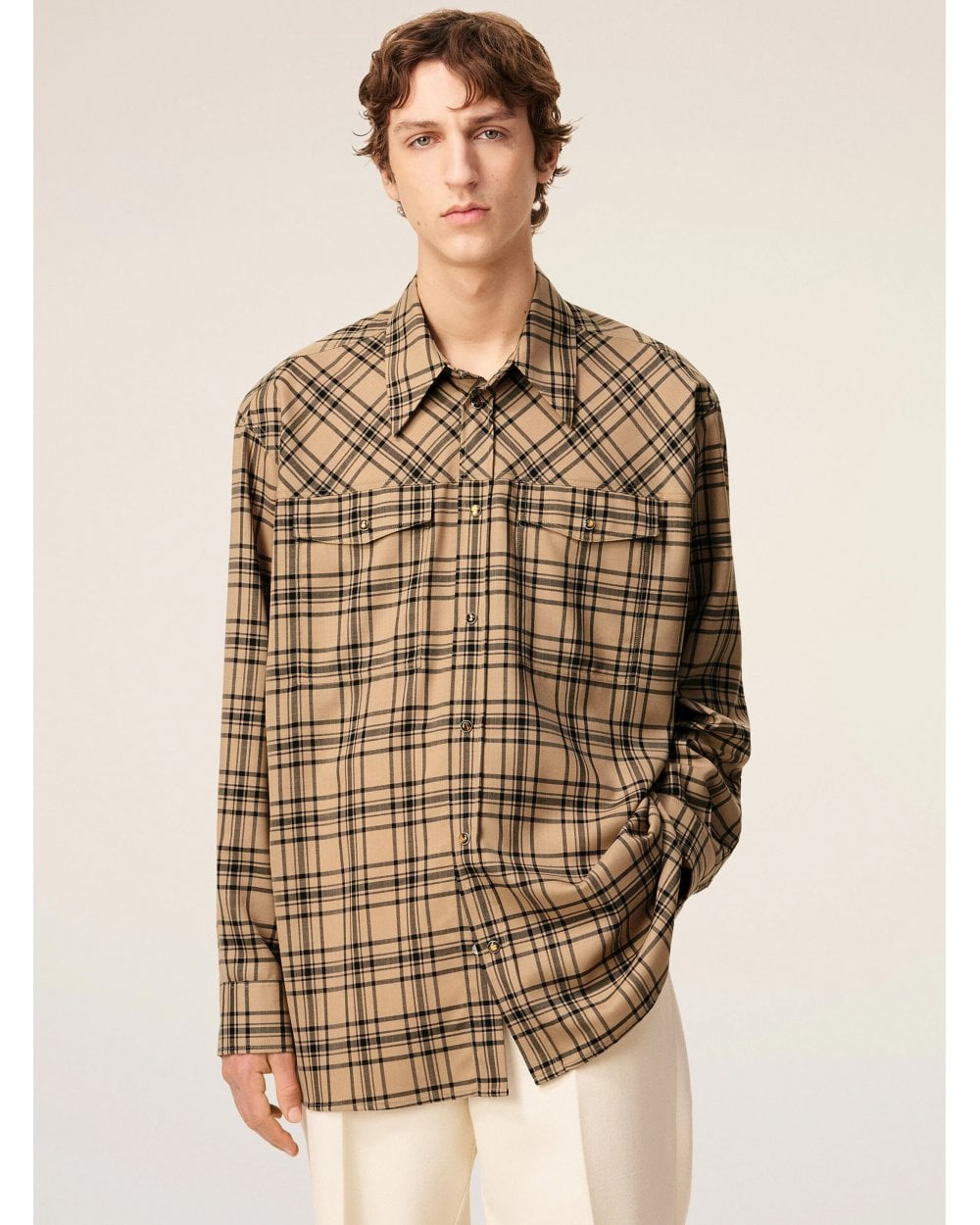  Ami Unisex Checked Lumberjack Shirt Camel/Black