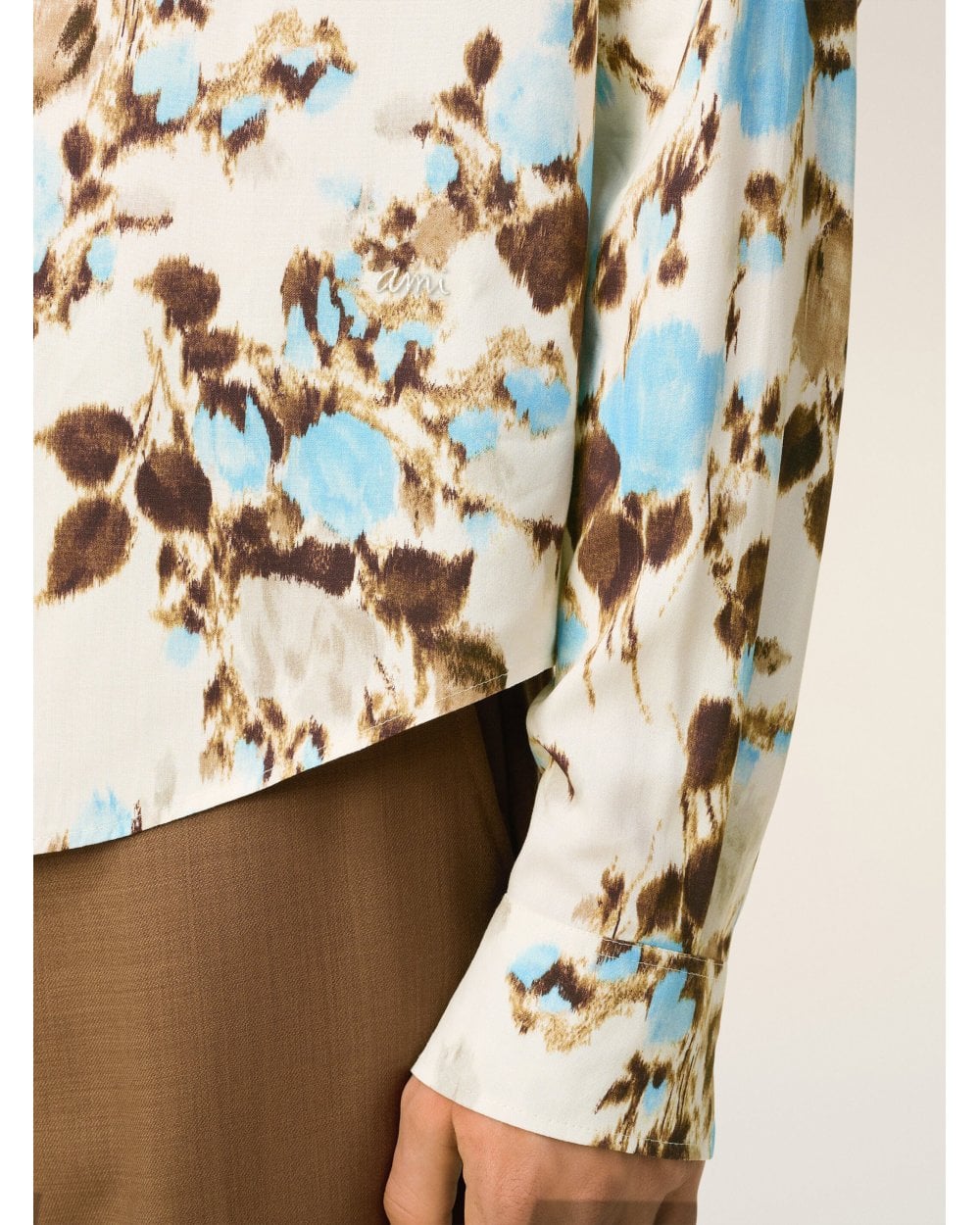  Ami Unisex Flower Print Shirt Sky Blue/Ivory
