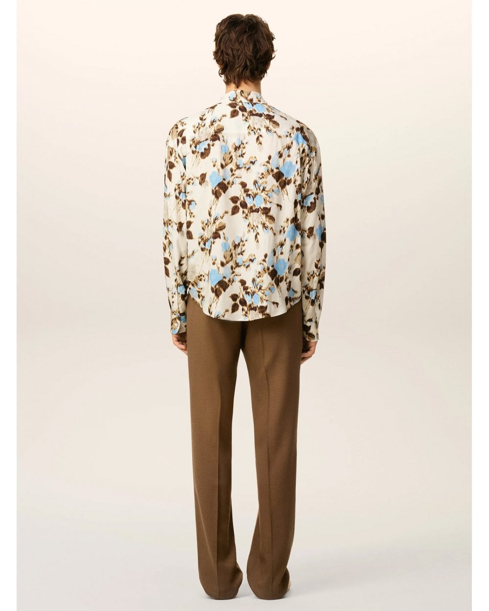  Ami Unisex Flower Print Shirt Sky Blue/Ivory