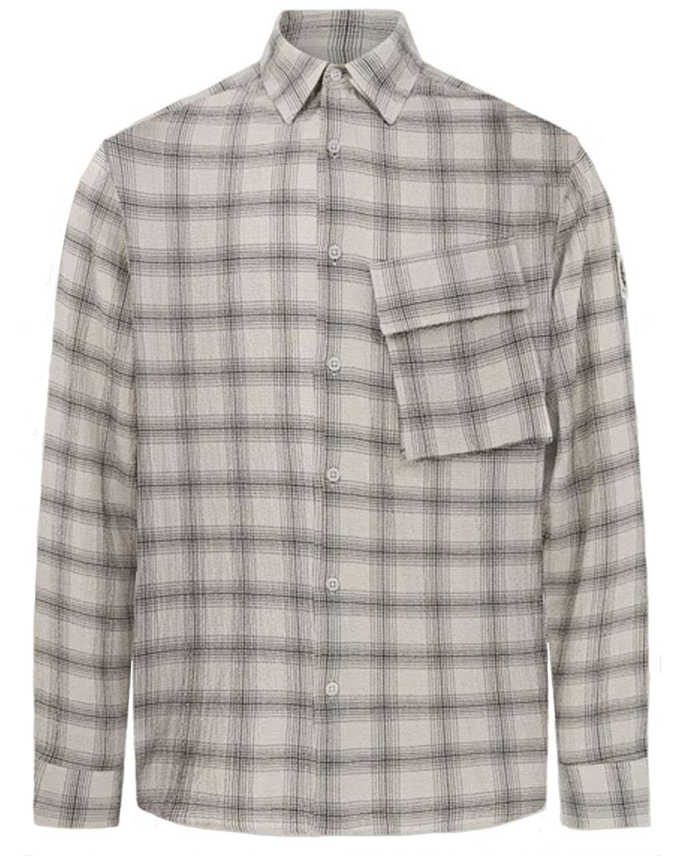  Belstaff Mens Linen Scale Check Shirt Black/Stone Beige