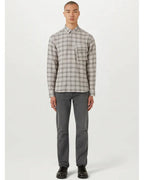  Belstaff Mens Linen Scale Check Shirt Black/Stone Beige