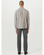  Belstaff Mens Linen Scale Check Shirt Black/Stone Beige