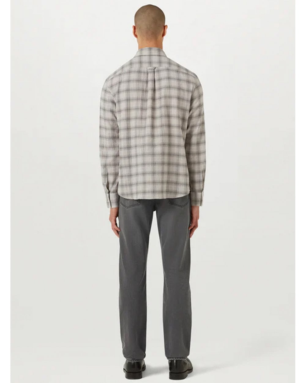  Belstaff Mens Linen Scale Check Shirt Black/Stone Beige