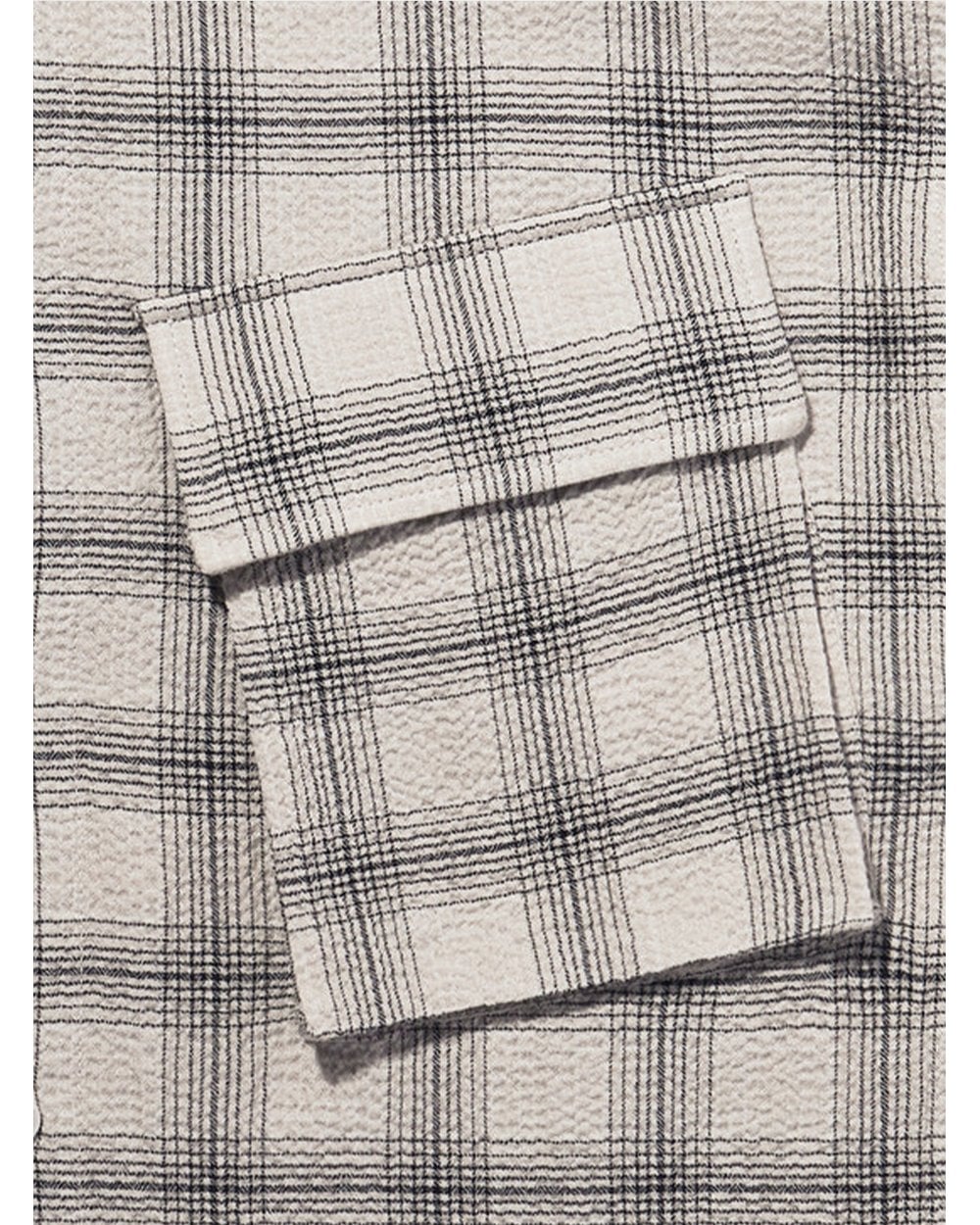  Belstaff Mens Linen Scale Check Shirt Black/Stone Beige