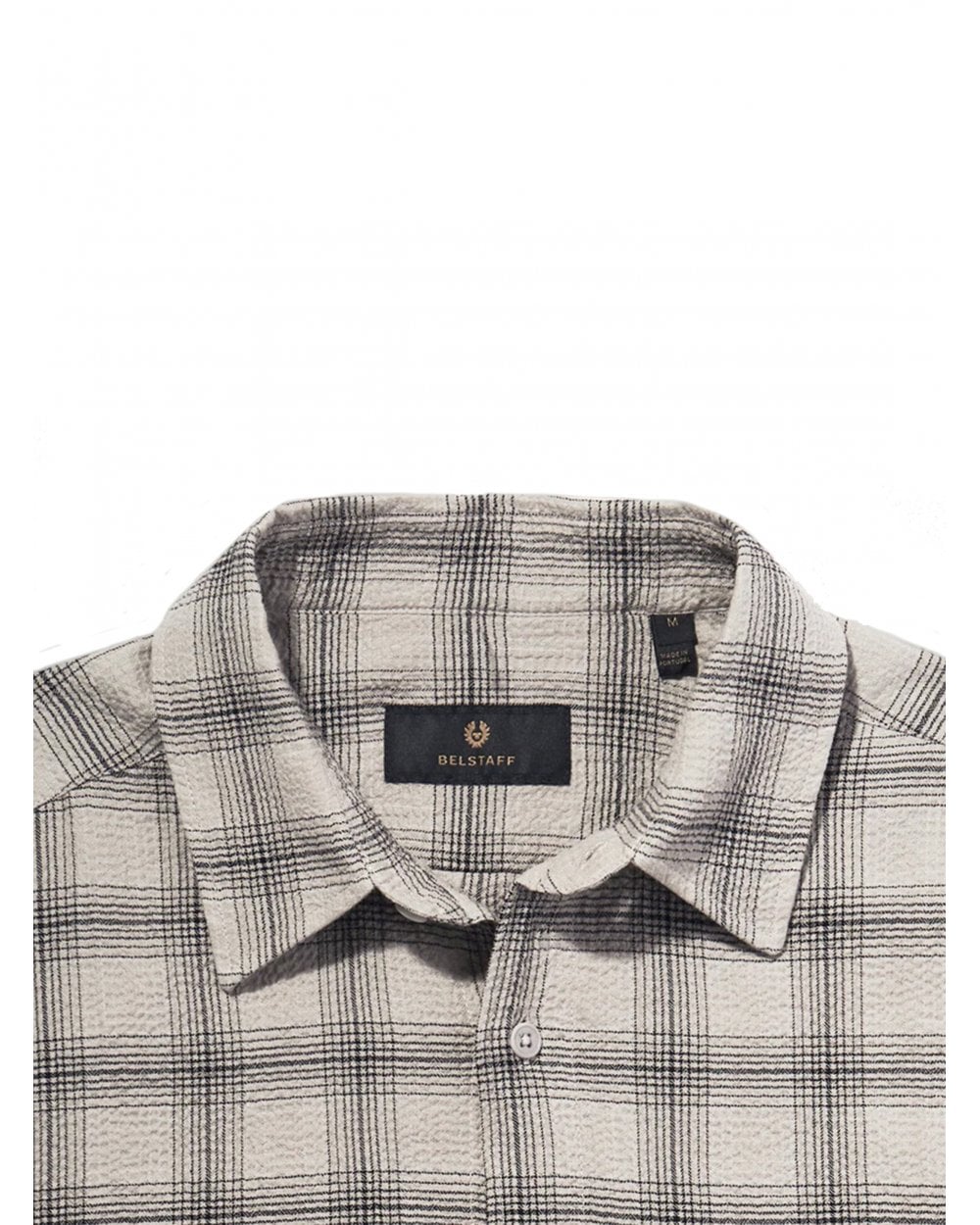  Belstaff Mens Linen Scale Check Shirt Black/Stone Beige
