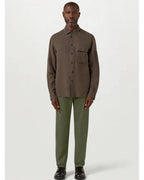  Belstaff Mens Linen Scale Shirt Army Olive Green