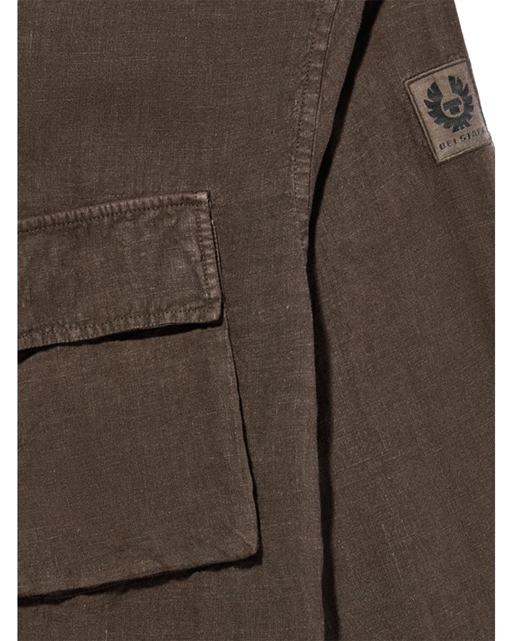  Belstaff Mens Linen Scale Shirt Army Olive Green