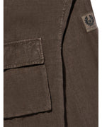  Belstaff Mens Linen Scale Shirt Army Olive Green