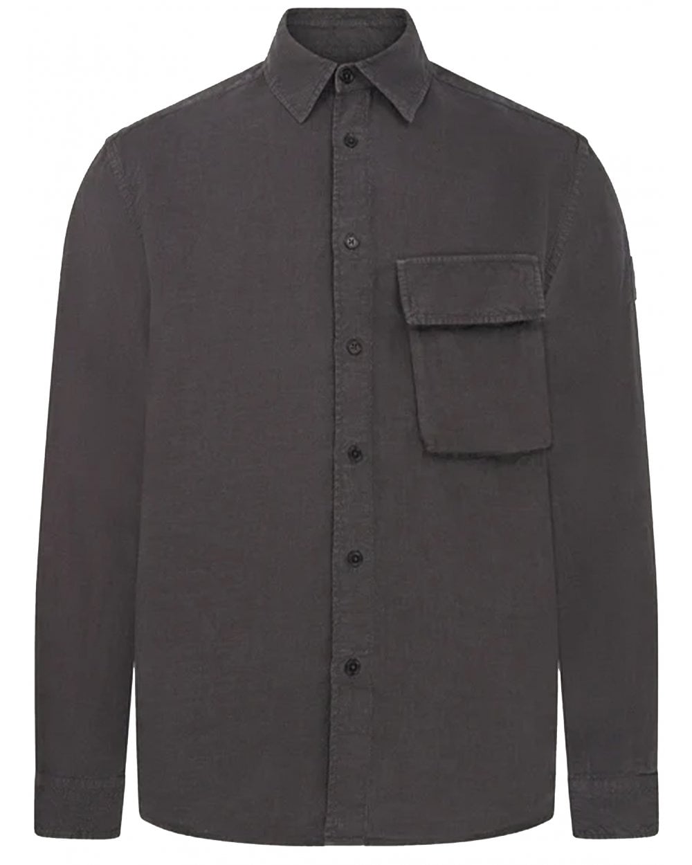 Belstaff Mens Linen Scale Shirt Washed Black