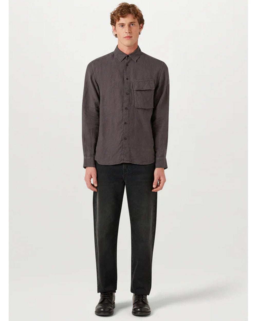  Belstaff Mens Linen Scale Shirt Washed Black