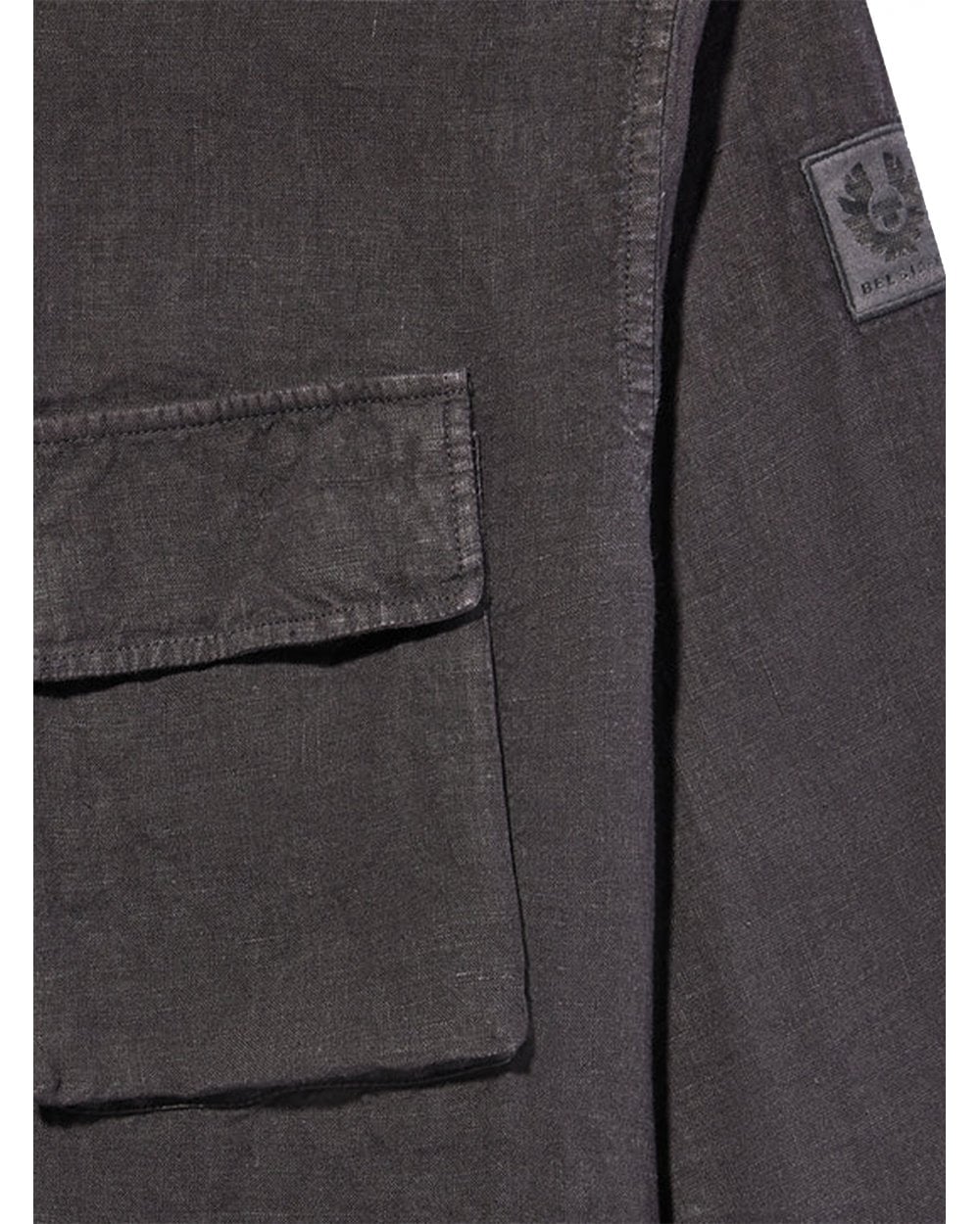  Belstaff Mens Linen Scale Shirt Washed Black