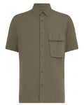  Belstaff Mens Linen Scale Short Sleeve Shirt Surplus Green