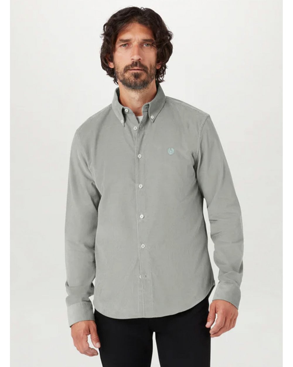  Belstaff Mens Street Cord Shirt Dark Sage Green