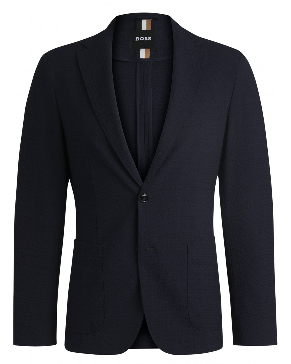  BOSS Mens C-Hanry 252 Seersucker Blazer Jacket Dark Blue