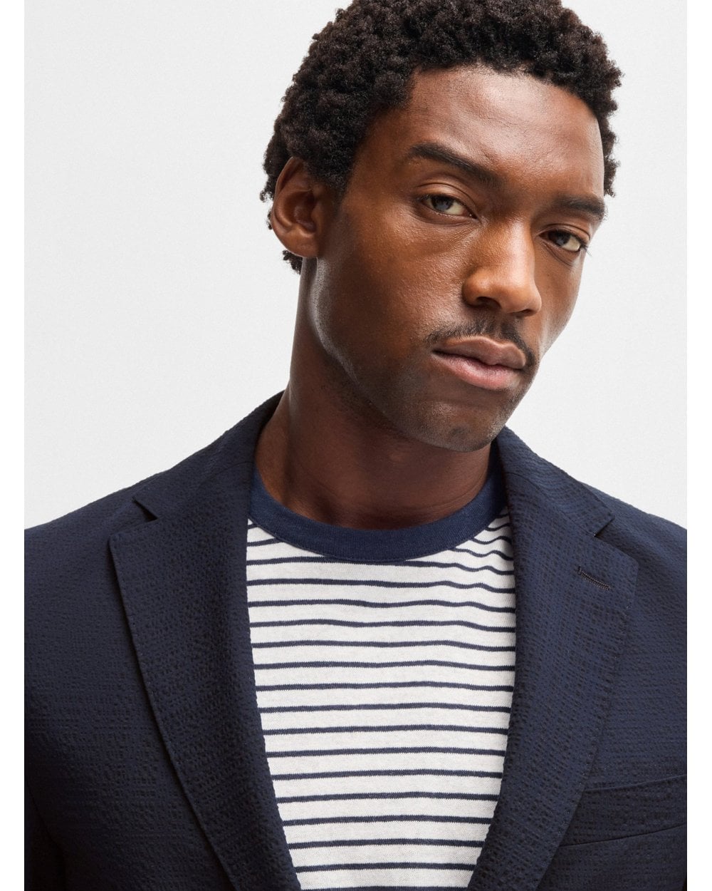  BOSS Mens C-Hanry 252 Seersucker Blazer Jacket Dark Blue