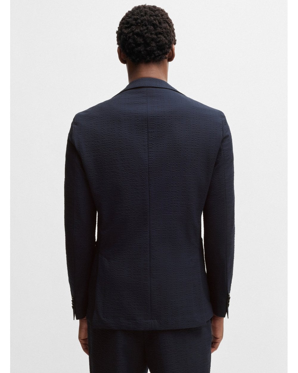  BOSS Mens C-Hanry 252 Seersucker Blazer Jacket Dark Blue