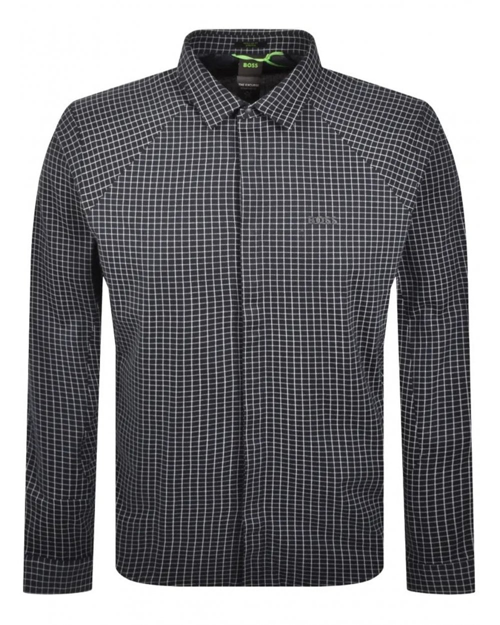  BOSS Mens Excurse L Check Shirt Dark Blue