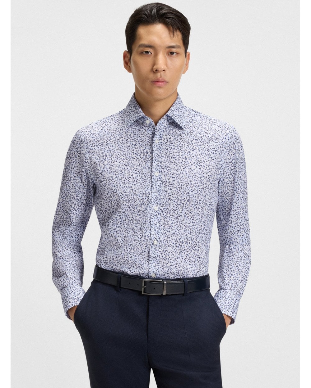  BOSS Mens H-Hank C3-214 Kent Floral Shirt Patterned Blue