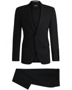  BOSS Mens H-Huge 2 Piece Slim Wool Suit Black