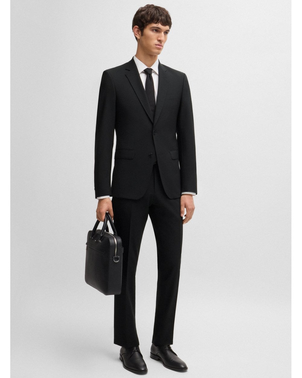  BOSS Mens H-Huge 2 Piece Slim Wool Suit Black