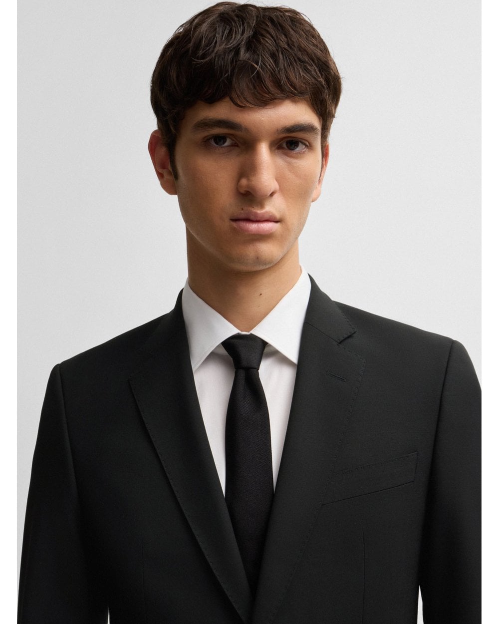  BOSS Mens H-Huge 2 Piece Slim Wool Suit Black