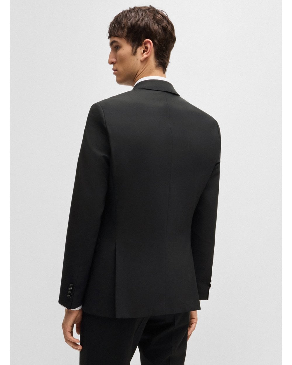  BOSS Mens H-Huge 2 Piece Slim Wool Suit Black