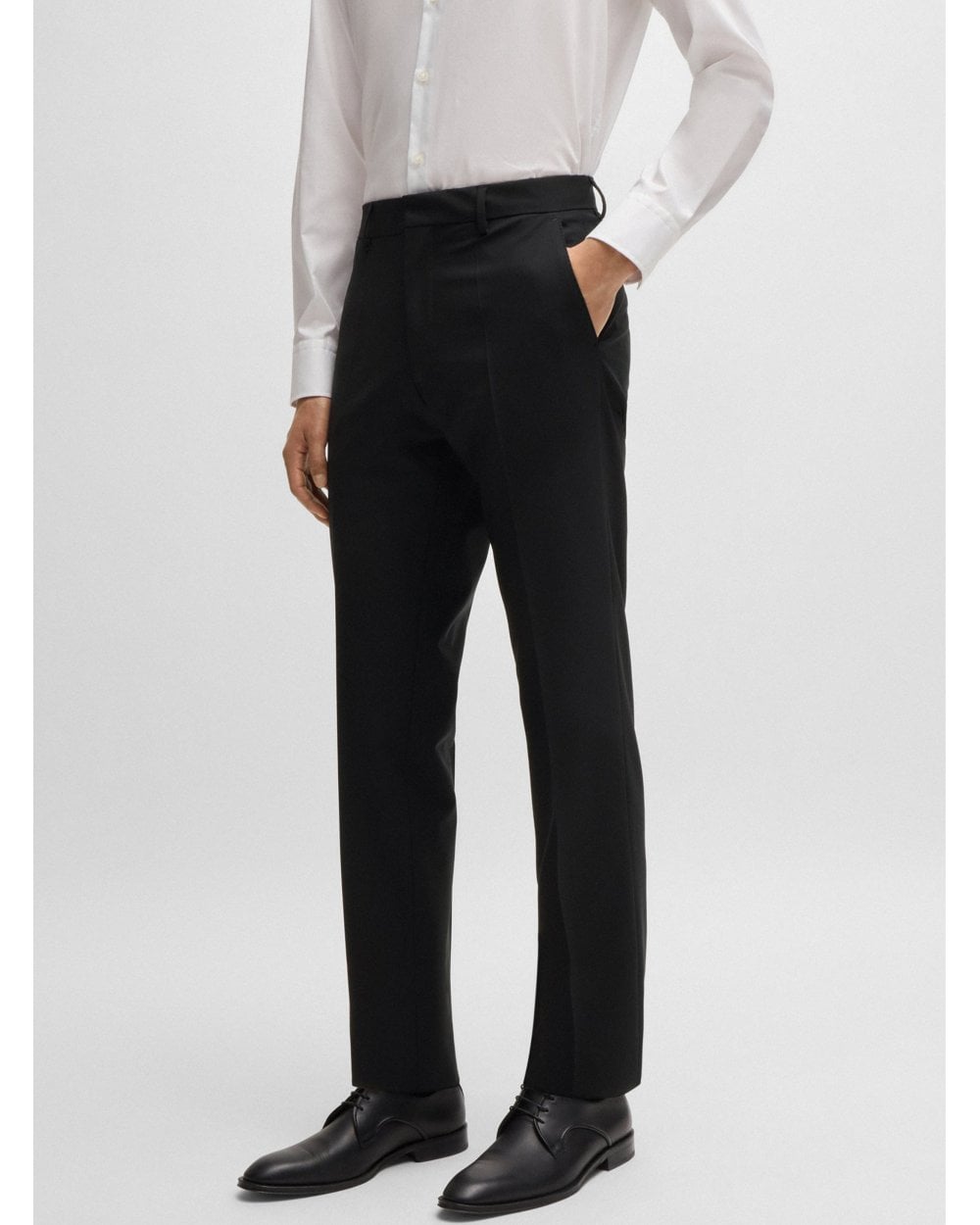  BOSS Mens H-Huge 2 Piece Slim Wool Suit Black
