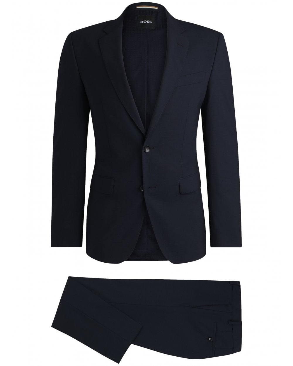  BOSS Mens H-Huge 2 Piece Slim Wool Suit Dark Blue