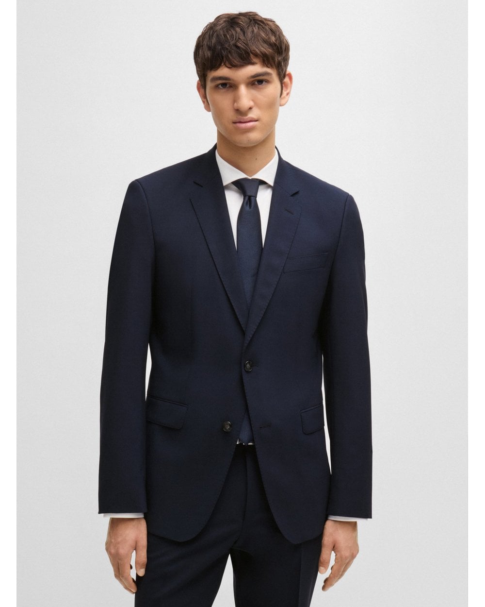  BOSS Mens H-Huge 2 Piece Slim Wool Suit Dark Blue