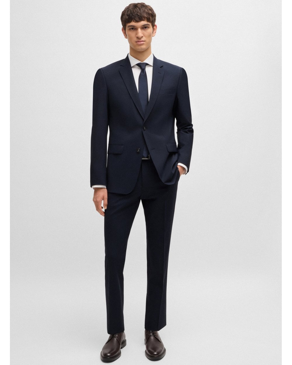  BOSS Mens H-Huge 2 Piece Slim Wool Suit Dark Blue