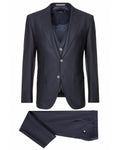  BOSS Mens H-Huge Dark Blue Three-Piece Peak Lapel Suit