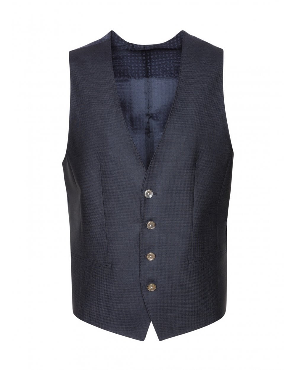  BOSS Mens H-Huge Dark Blue Three-Piece Peak Lapel Suit