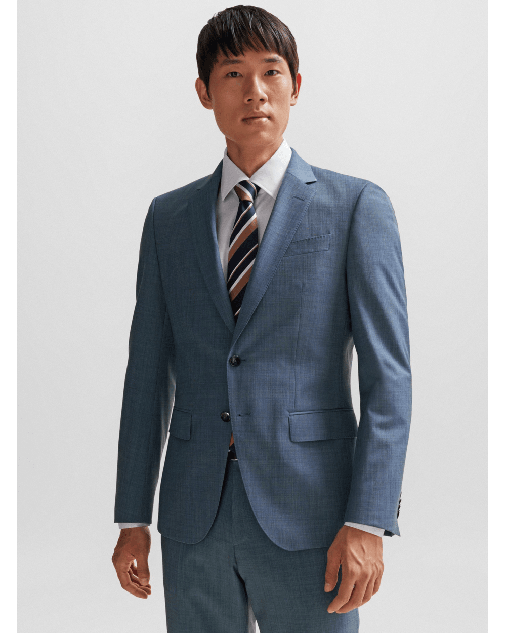  BOSS Mens H-Huge Micro Pattern Slim Fit Suit Medium Blue