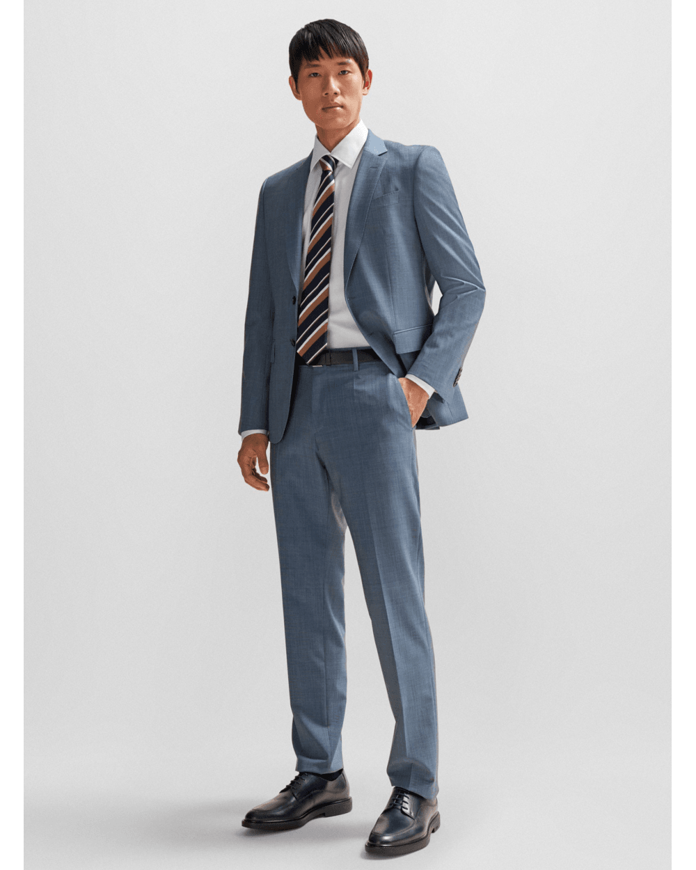  BOSS Mens H-Huge Micro Pattern Slim Fit Suit Medium Blue