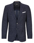  BOSS Mens H-Hutson Pattern Wool Blend Slim Jacket Dark Blue