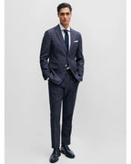  BOSS Mens H-Hutson Pattern Wool Blend Slim Jacket Dark Blue