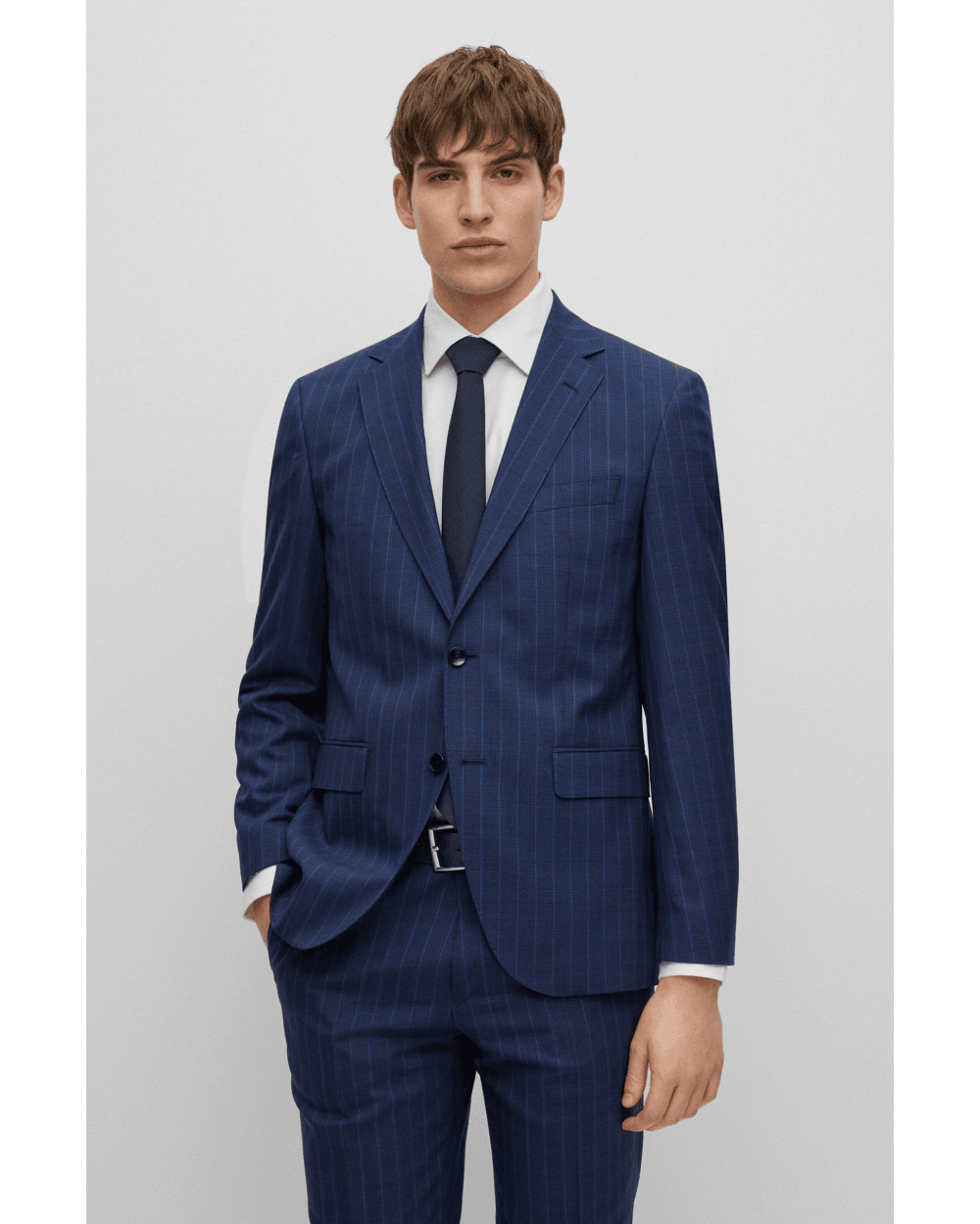  BOSS Mens H Jeckson Pinstripe Suit Dark Blue