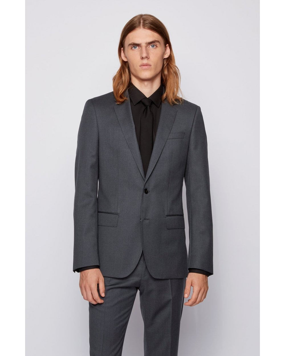  BOSS Mens Hayes/Gibson Grey Slim Fit Virgin Wool Suit