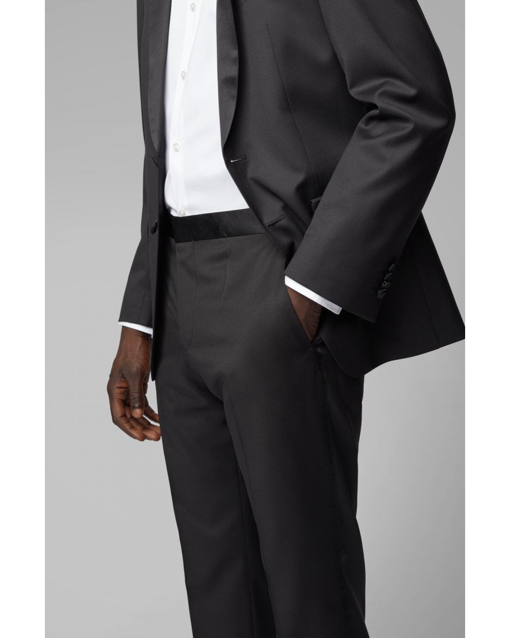  BOSS Mens Hence Cyl / Gylan Cyl Black Virgin Wool Slim Fit Suit