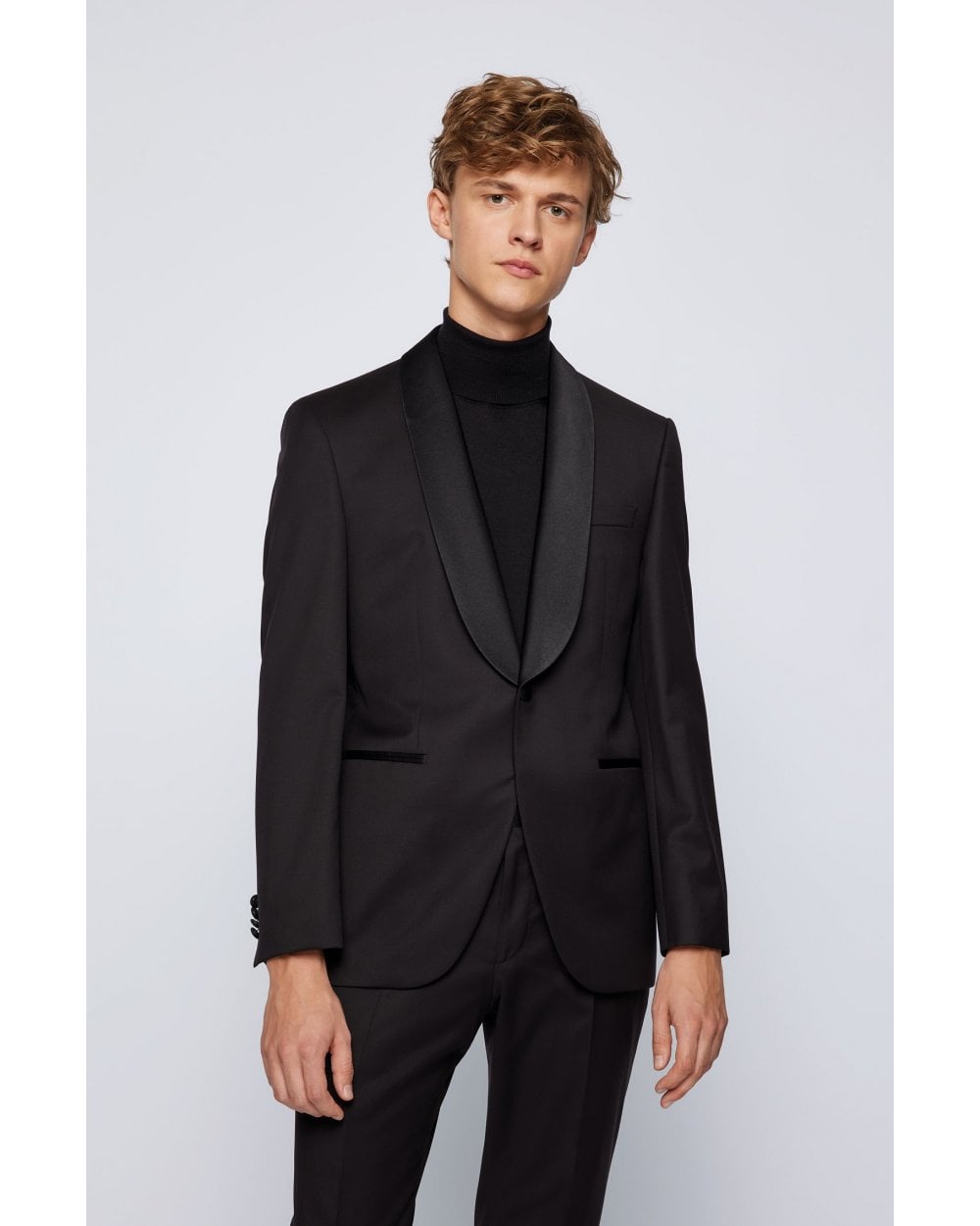  BOSS Mens Hence Cyl / Gylan Cyl Black Virgin Wool Slim Fit Suit