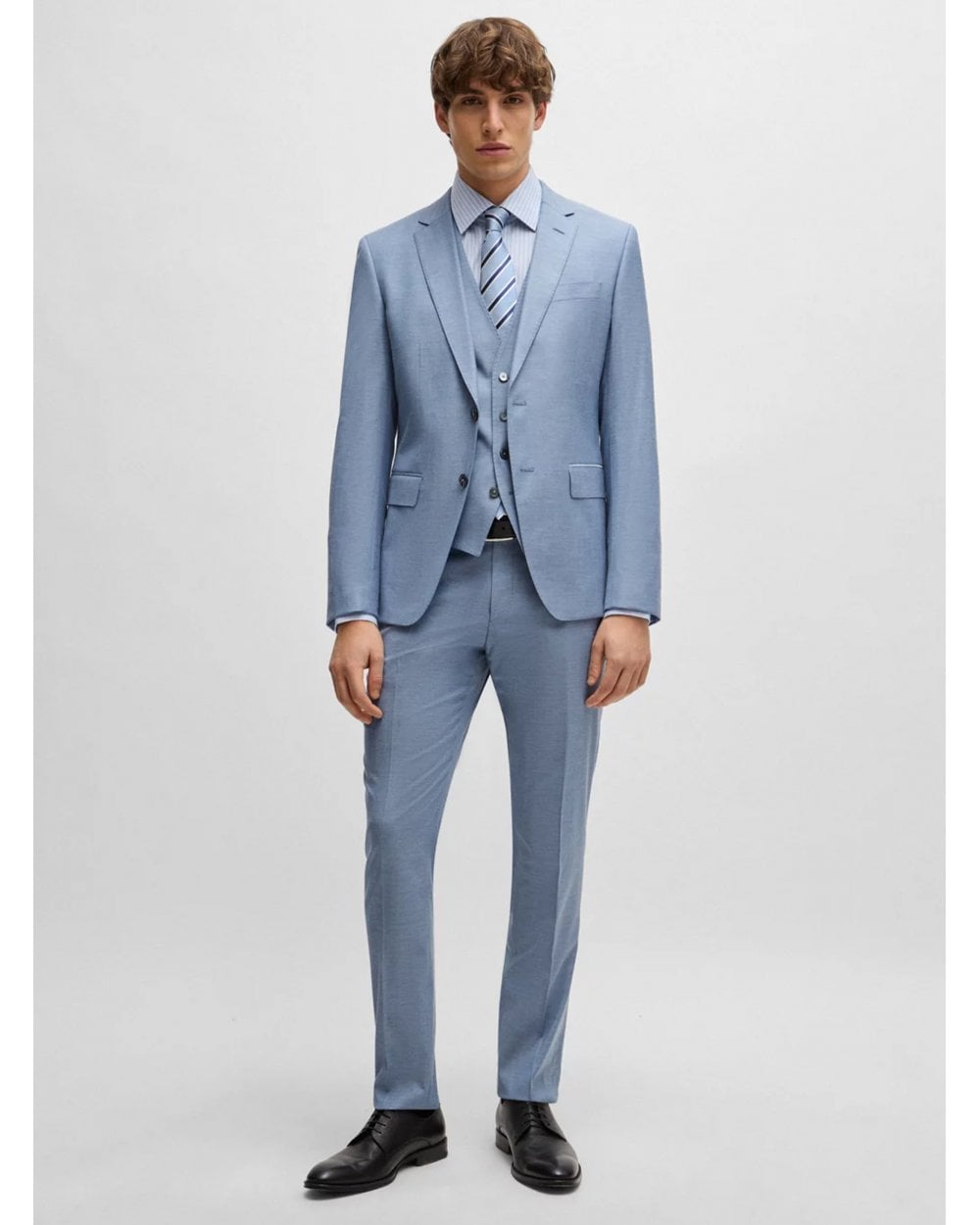  BOSS Mens Huge-H 3 Piece Suit Light Pastel Blue