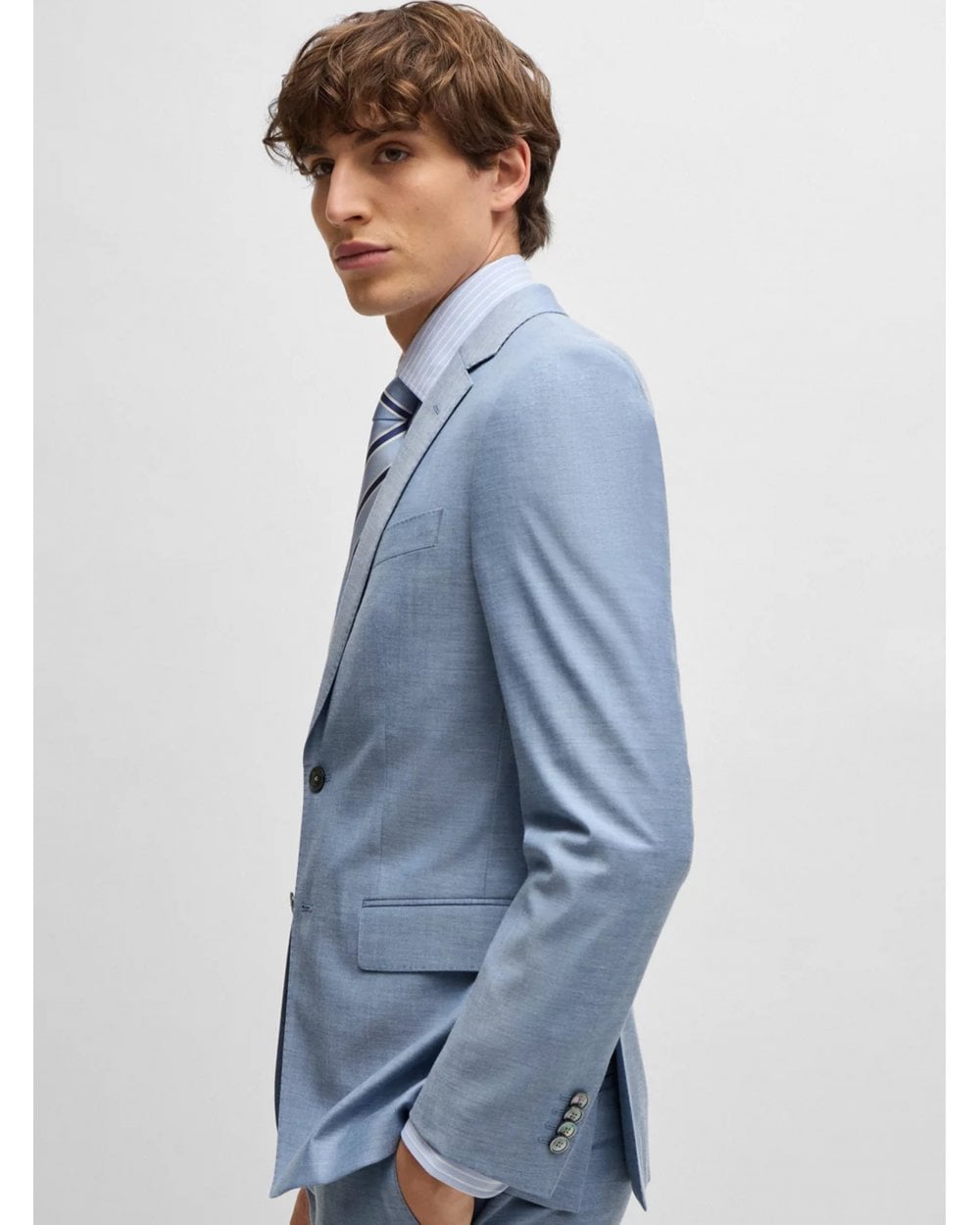  BOSS Mens Huge-H 3 Piece Suit Light Pastel Blue