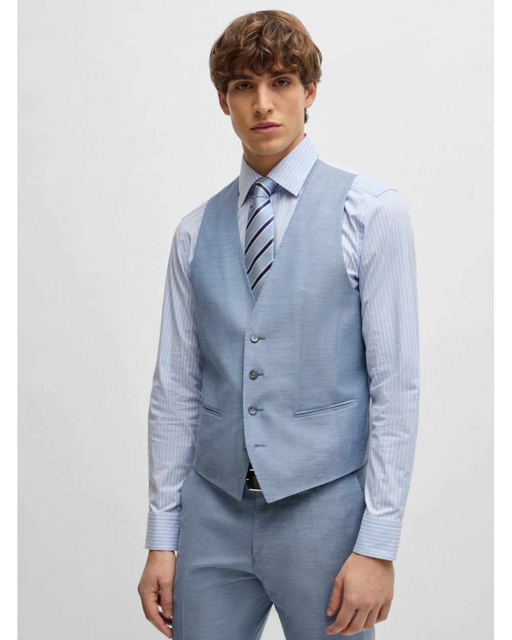  BOSS Mens Huge-H 3 Piece Suit Light Pastel Blue