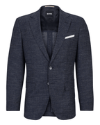  BOSS Mens Hutson Genius Patterned Slim Fit Suit Dark Blue