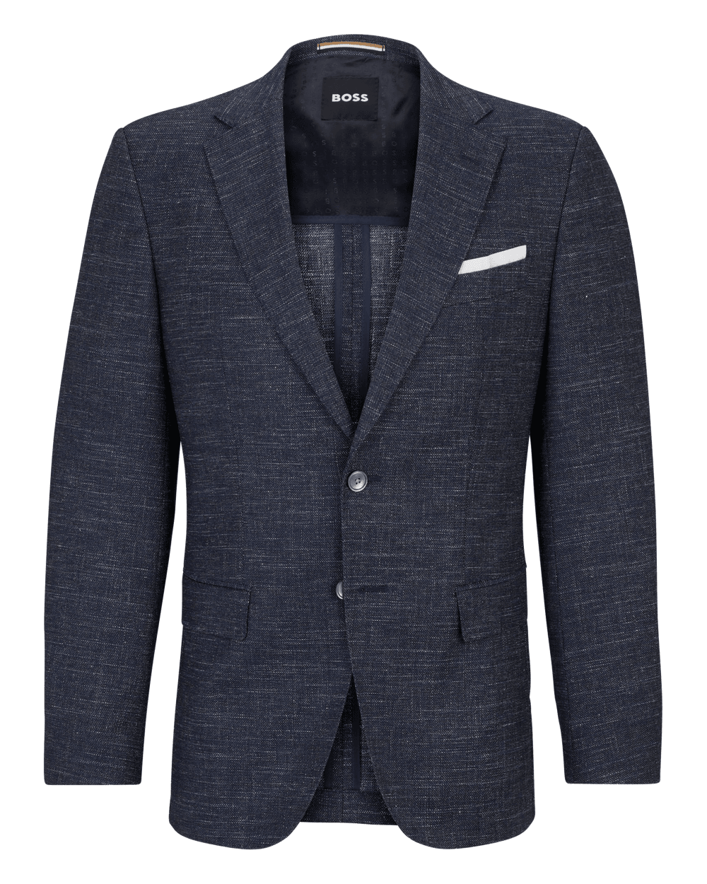  BOSS Mens Hutson Genius Patterned Slim Fit Suit Dark Blue